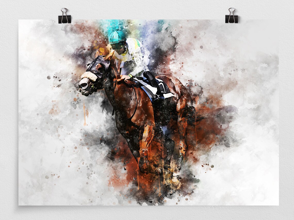 Horse Racing Wall Art, Animal Splatter Poster