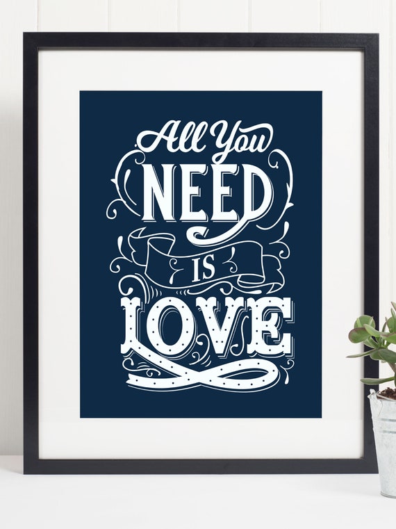 All You Need Is Love Quote Poster, Beatles Song