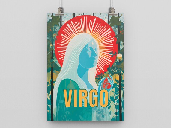 Virgo Poster Print Mid Century Home Decor Modern Art Zodiac Star Sign Bedroom