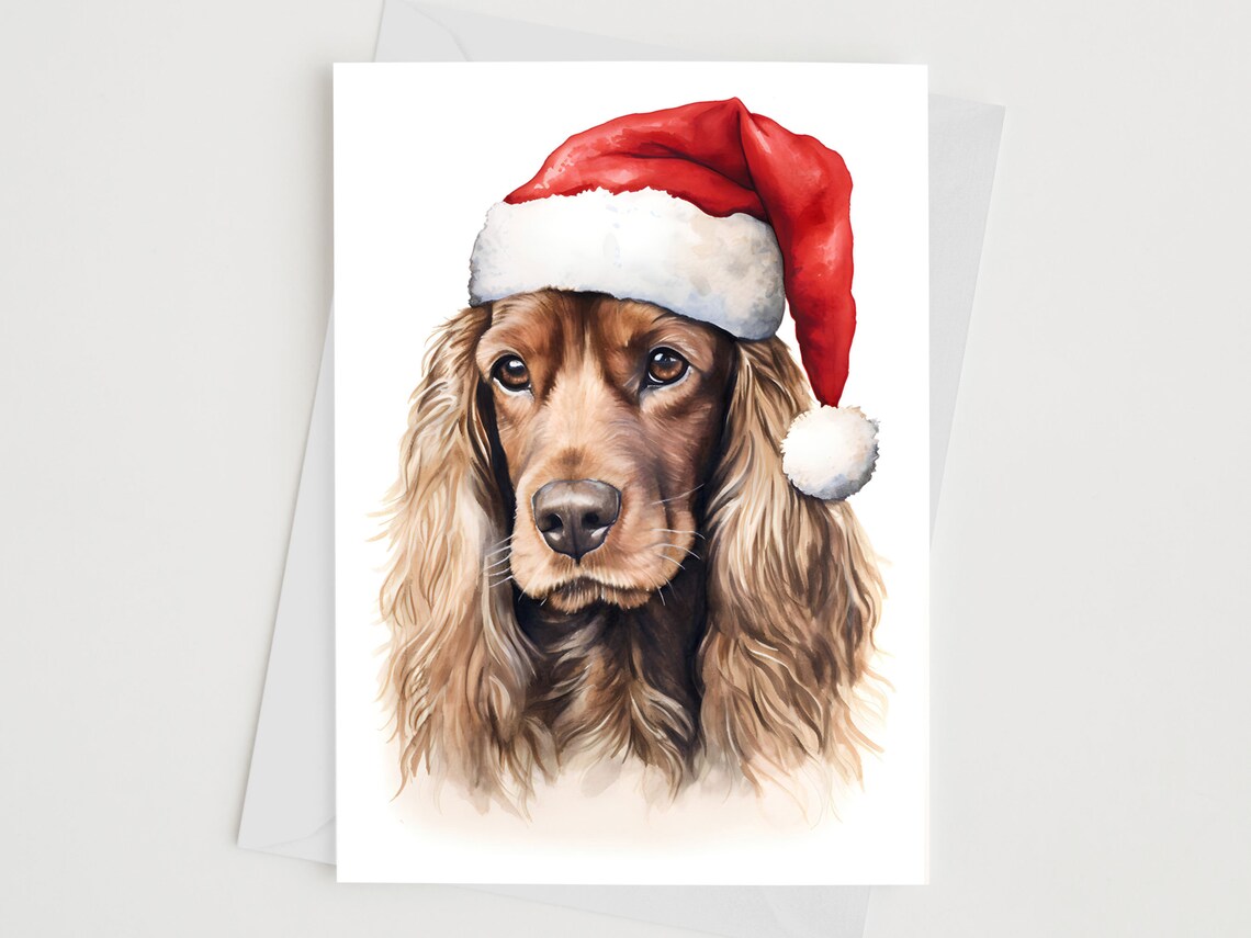 Cocker Spaniel Christmas Card, Dog Lover Holiday Print
