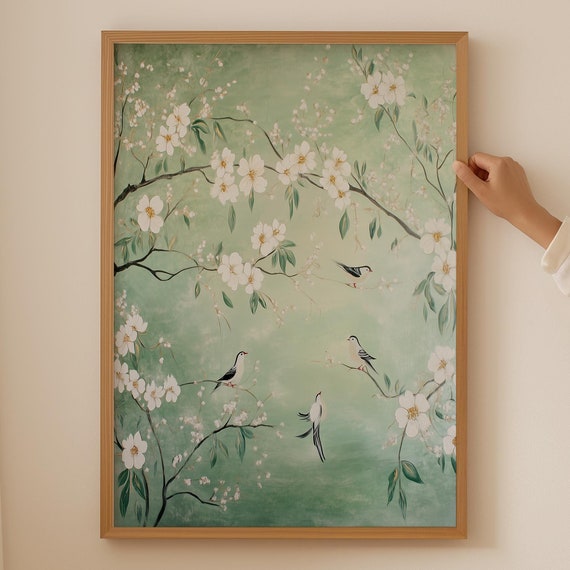 Chinoiserie Wall Art Japandi Poster For Cubicle Decor Wabi Sabi Print Room Japanese And Trendy Above Couch