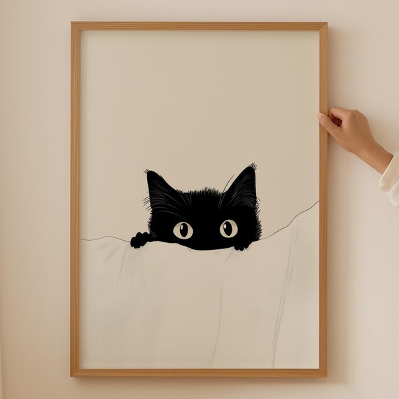 Cute Cat Print Trendy Wall Art For Funny Decor Dopamine Lovers Funky Poster As Themed Gifts