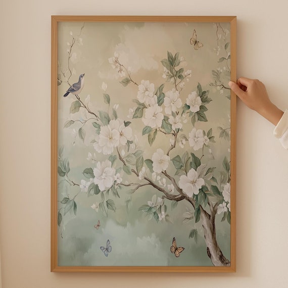 Chinoiserie Japanese Print Japandi Poster For Cubicle Decor Wabi Sabi Wall Art Room Trendy Above Couch