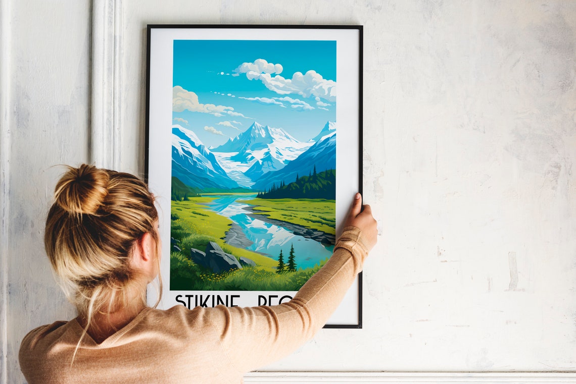 Stikine Region British Columbia Snowy Mountain Valley River Poster - Image 2