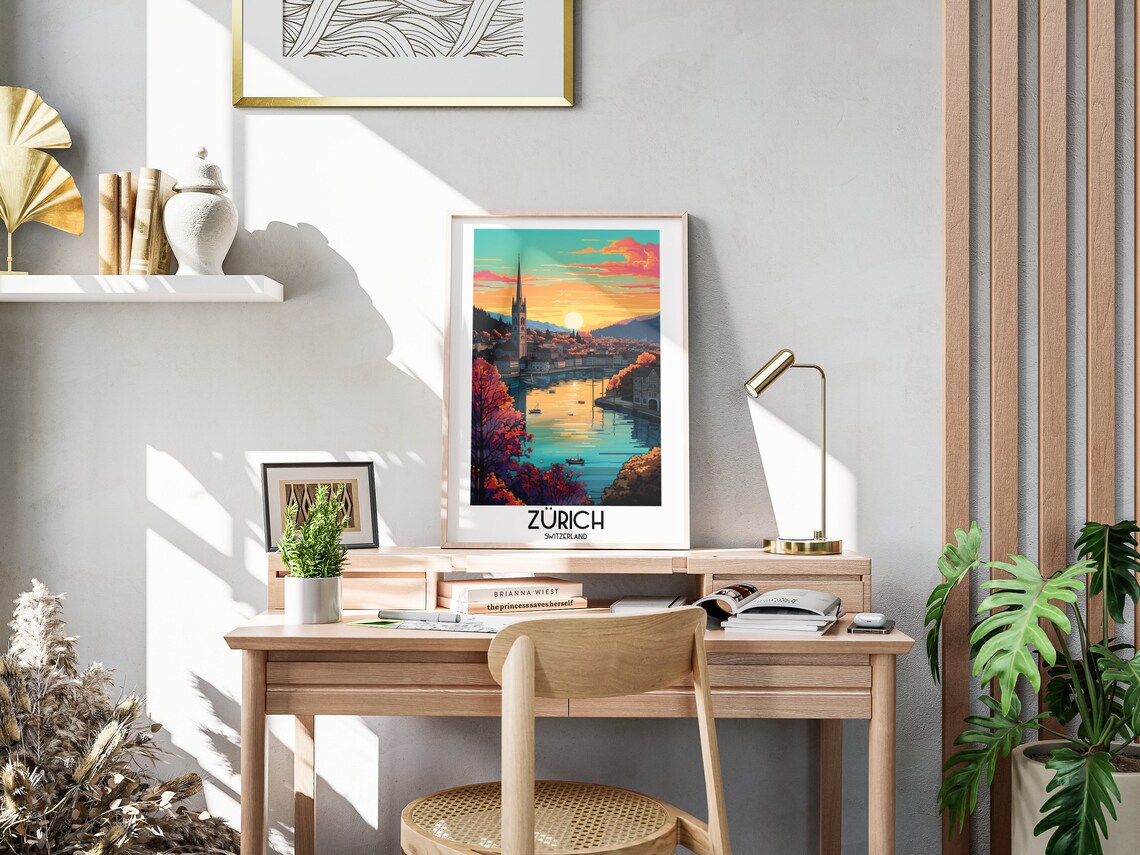 Zurich Travel Poster, Switzerland Europe Home Decor - Image 3