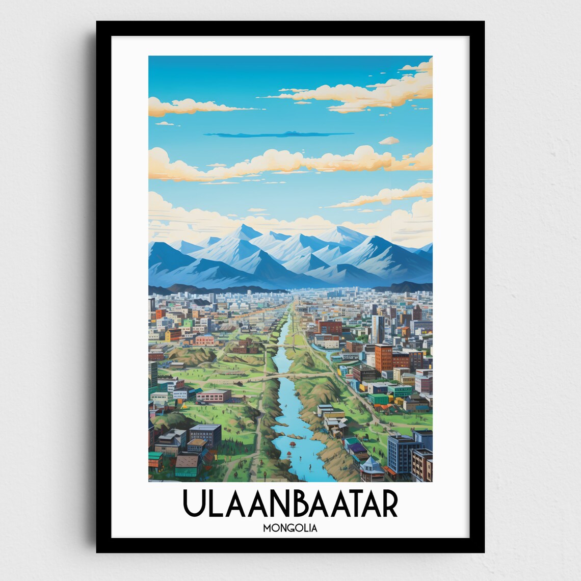Ulaanbaatar Travel Poster, Mongolia Wall Decor