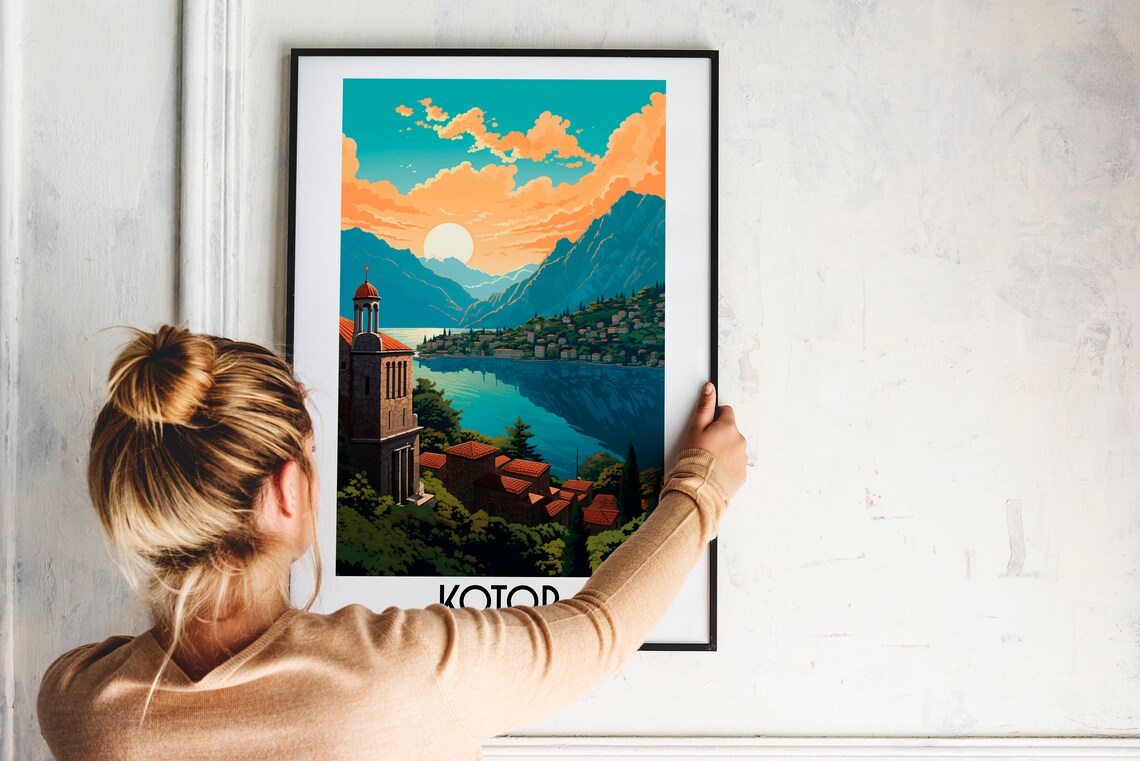 Kotor Travel Poster, Montenegro Boka Bay Art - Image 2