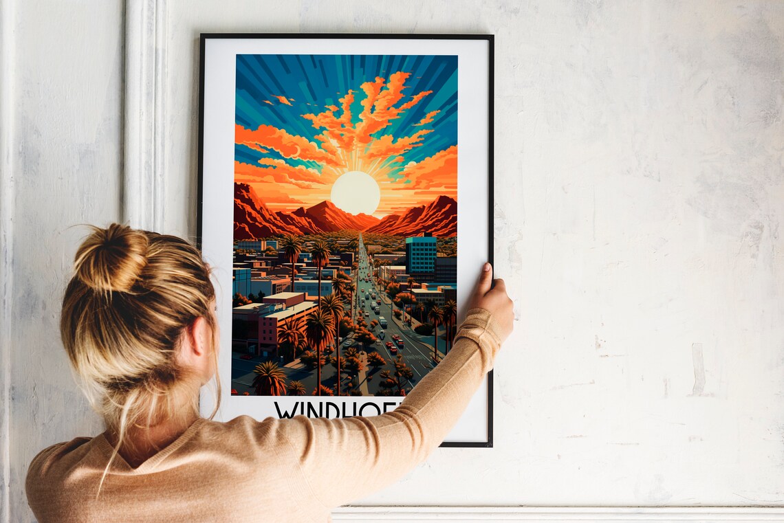 Windhoek Travel Poster, Namibia Africa Home Decor - Image 2