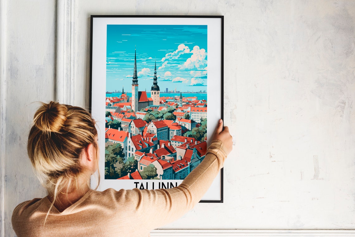 Tallinn Old Town Red Rooftops Medieval Towers Estonia Travel Poster - Image 2