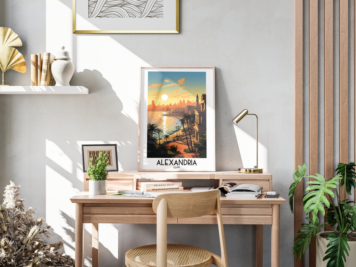 Alexandria Egypt Mediterranean Sunset Harbor Coastline Poster - Image 3