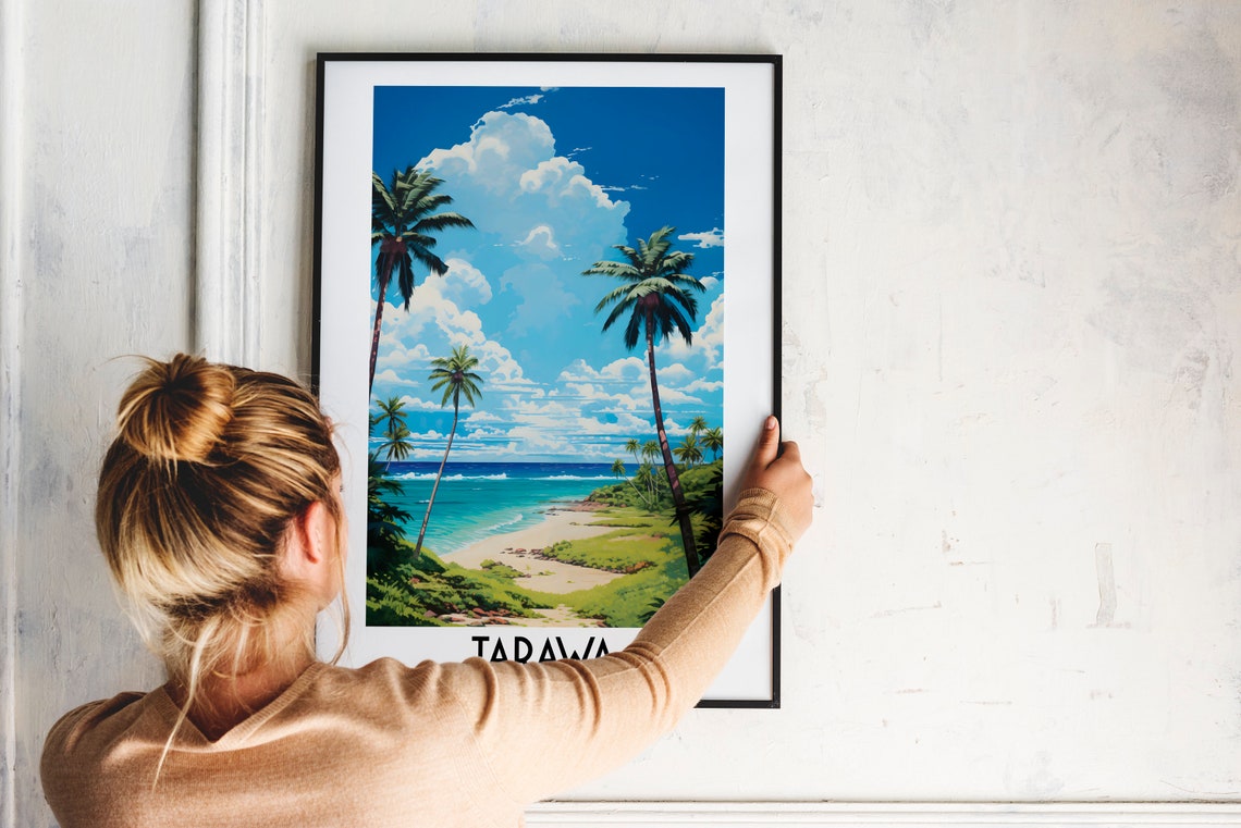 Tarawa Kiribati Lush Palm Trees Over White Sand Beach Poster - Image 2