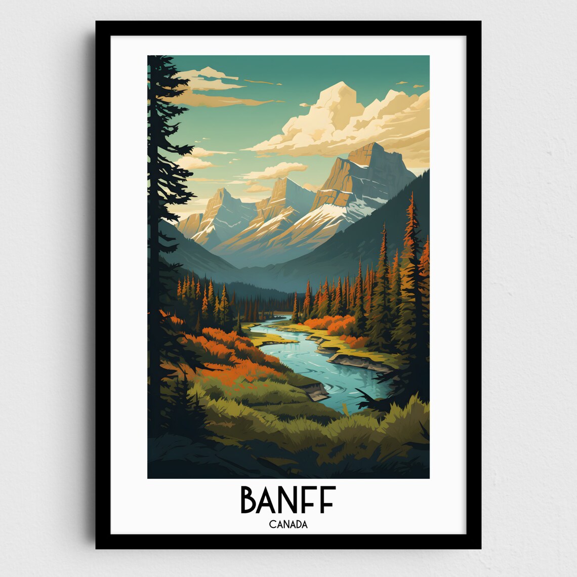 Banff Travel Poster, Alberta Landscape Art