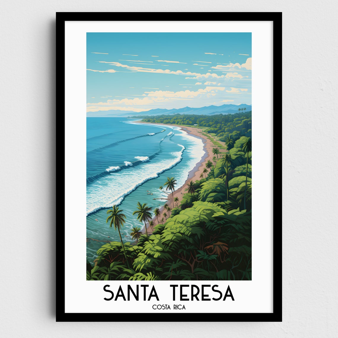 Santa Teresa Costa Rica Palm Lined Beach Coast Scenery Poster