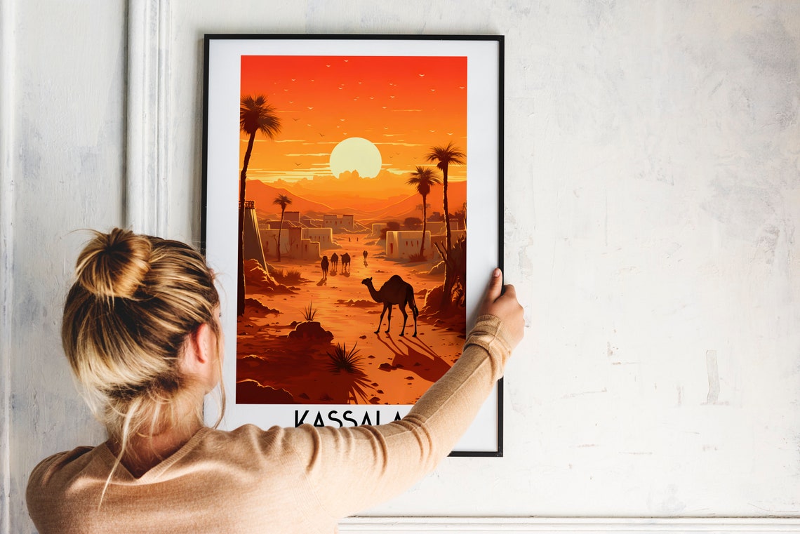Kassala Camel Caravan Glowing Desert Sands Sunset Sudan Travel Poster - Image 2