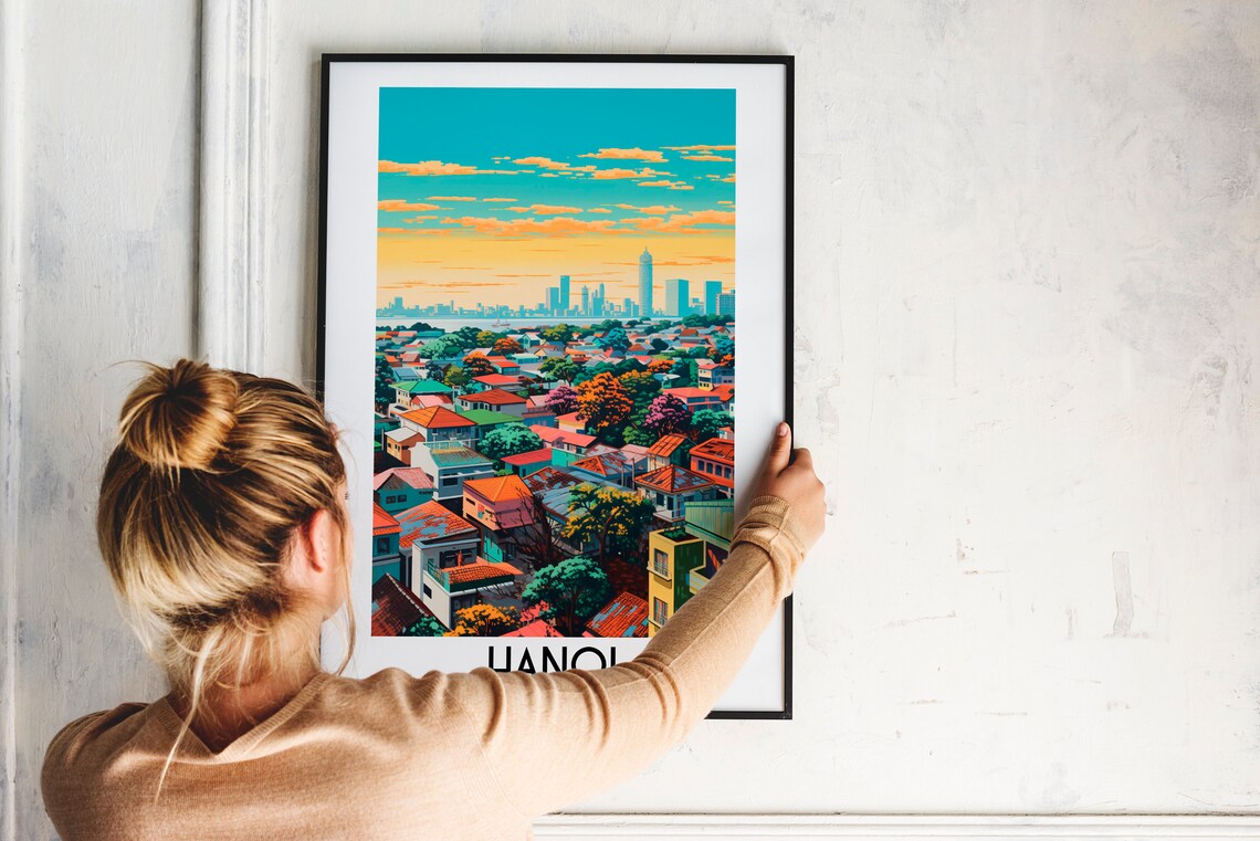 Hanoi Travel Poster, Vietnam Wall Art Print - Image 2