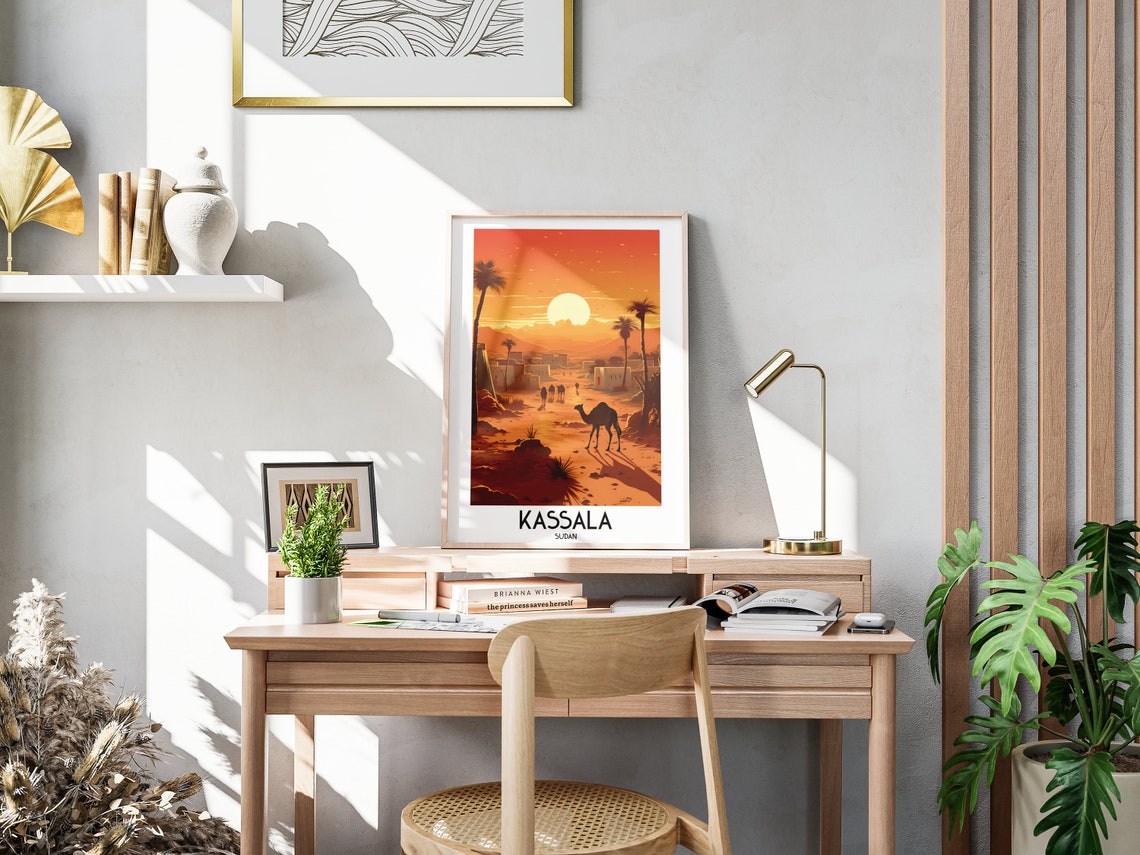 Kassala Camel Caravan Glowing Desert Sands Sunset Sudan Travel Poster - Image 3