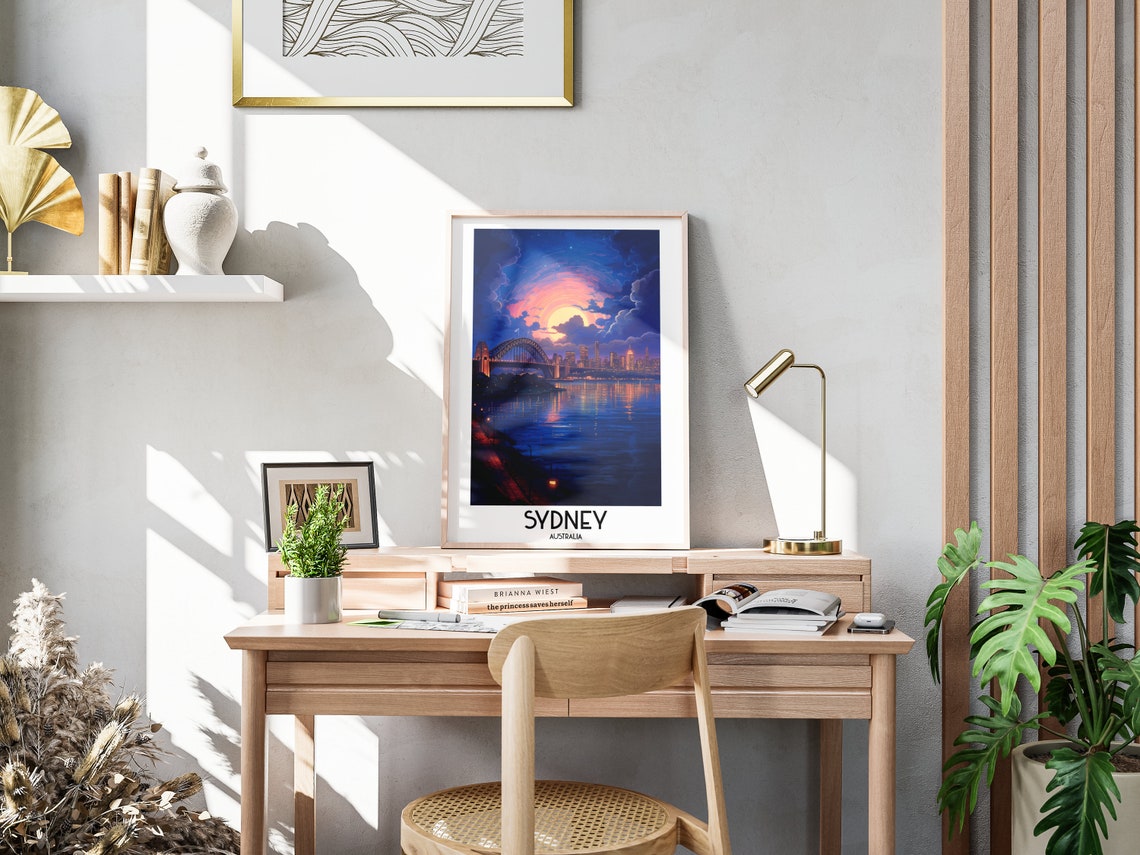 Sydney Australia Harbour Bridge Night Moonlit Waters Travel Poster - Image 3