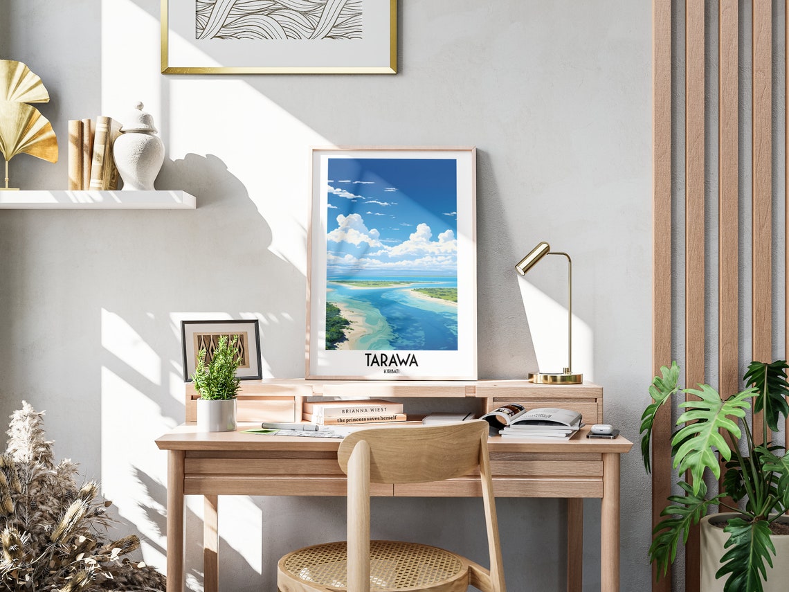 Tarawa Kiribati Pacific Atoll Aerial Lagoon Ocean View Poster - Image 3
