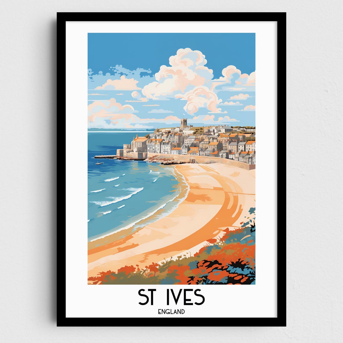 St Ives England Cornwall Coastal Town Beach Travel Art Poster