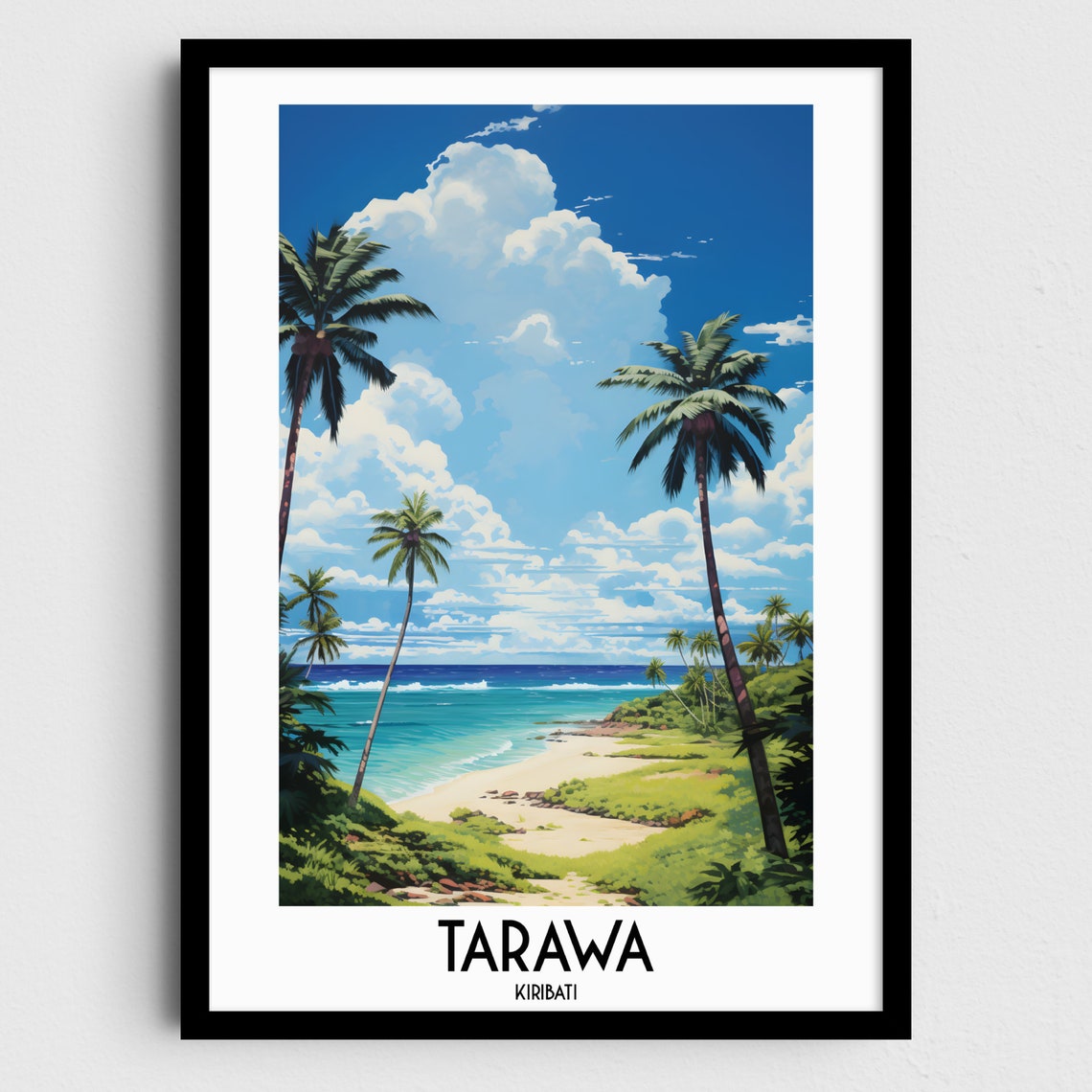 Tarawa Kiribati Lush Palm Trees Over White Sand Beach Poster