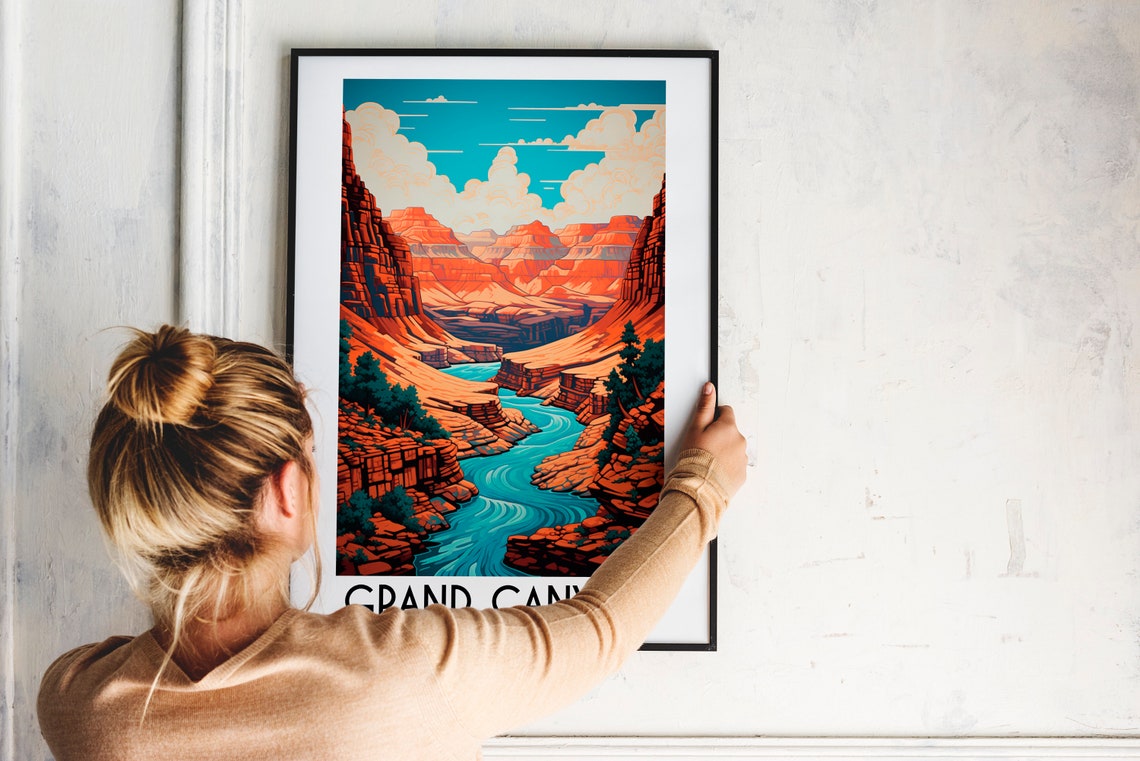 Grand Canyon USA Colorado River Red Rock Cliffs Canyon Travel Poster - Image 2