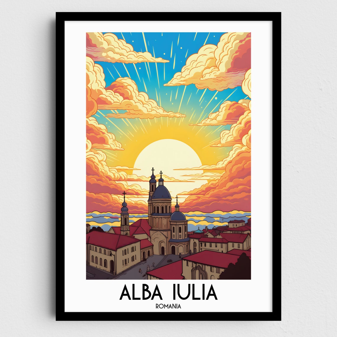 Alba Iulia Romania Historic Citadel Cathedral Sunrise Travel Poster