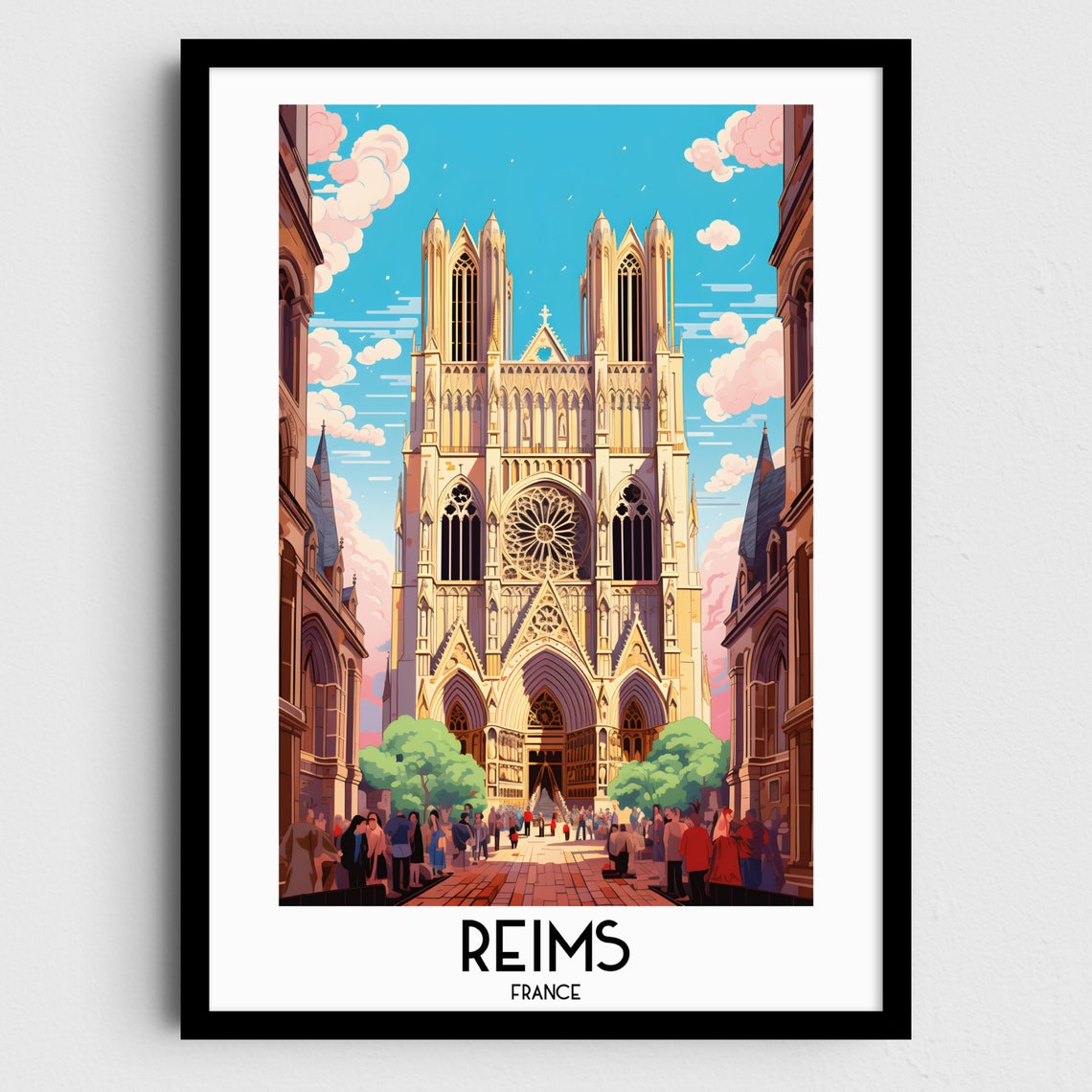 Reims Travel Wall Art France Painting Gifts Europe Home Decor Prints Posters Handmade Art French