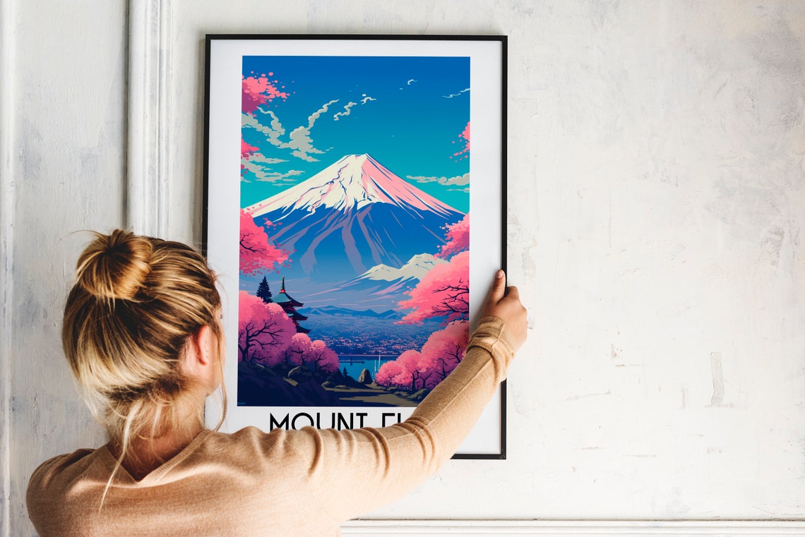 Mount Fuji Japan Cherry Blossom Pagoda Peak Spring Travel Poster - Image 2