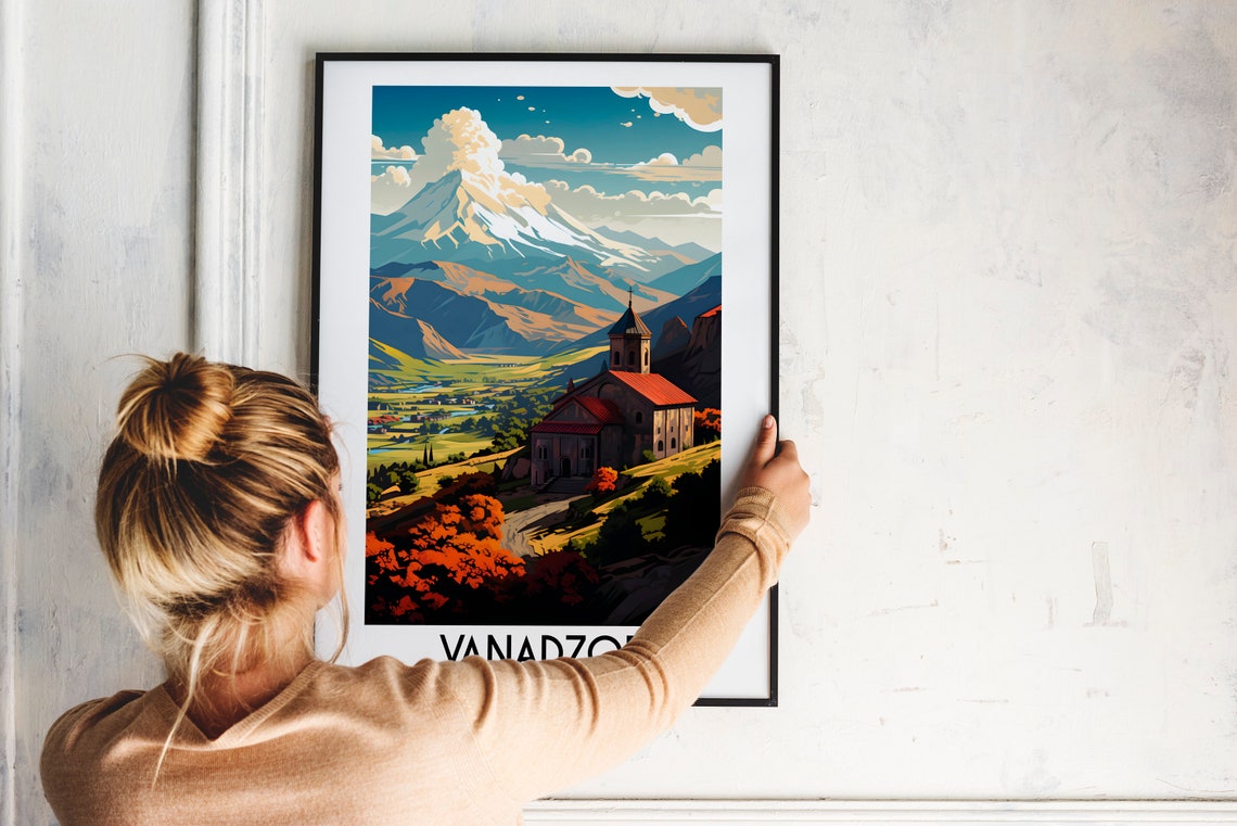 Vanadzor Armenia Old Church Snowy Mountain Valley View Poster - Image 2