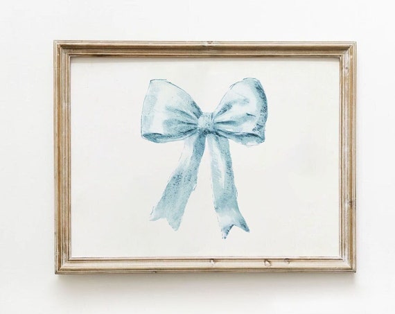 Retro Blue Bow Print, Western Coastal Cowgirl Poster