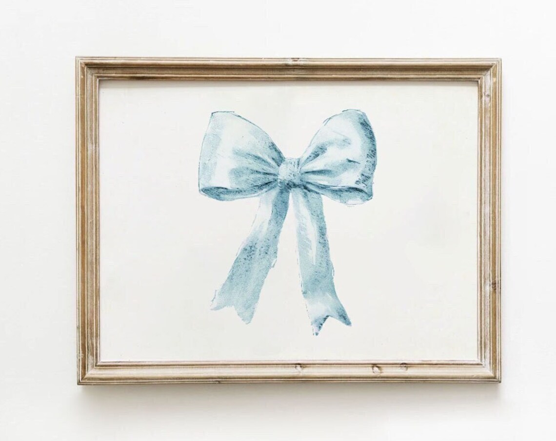 Retro Blue Bow Print, Western Coastal Cowgirl Poster
