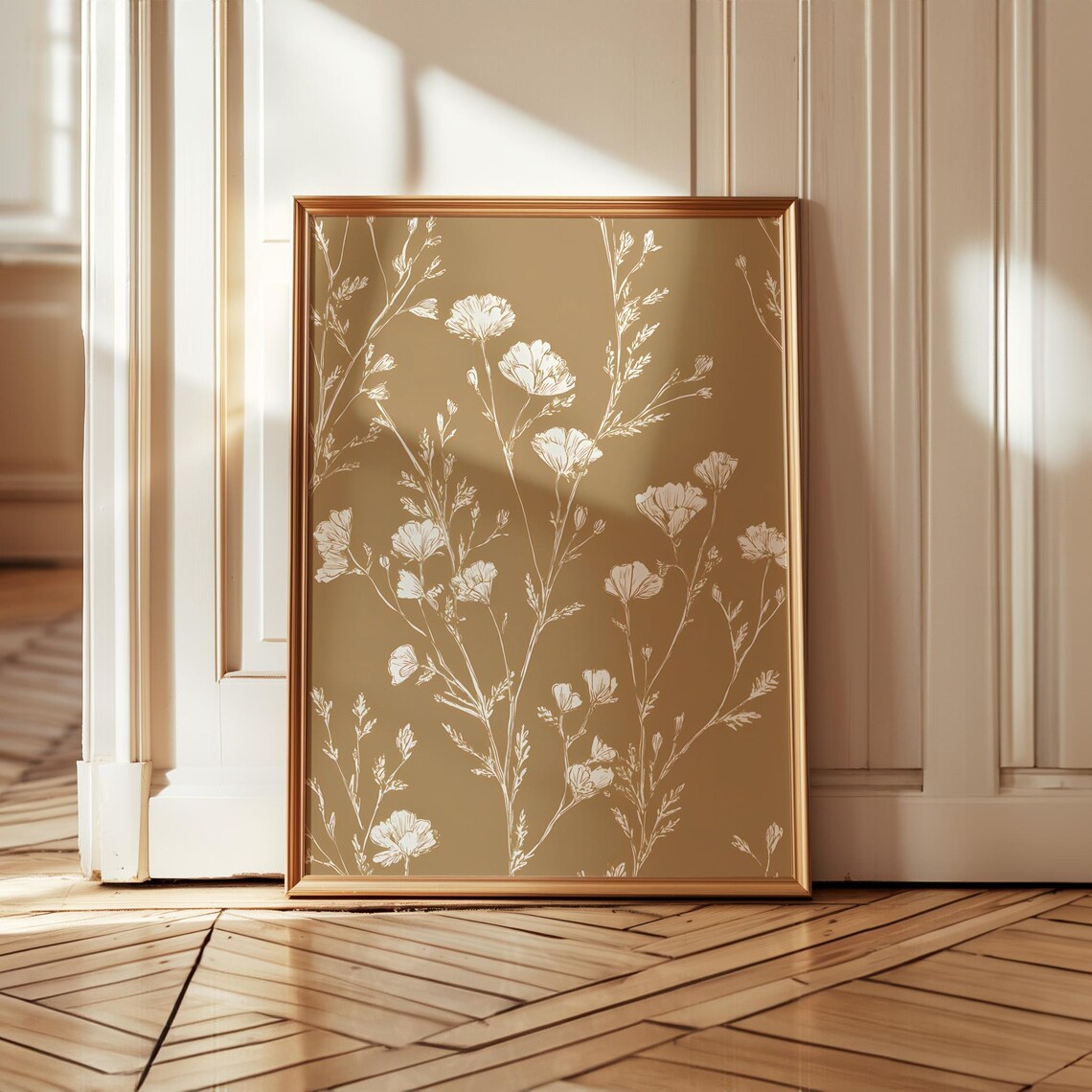 Neutral Floral Minimal Line Flower Art Print