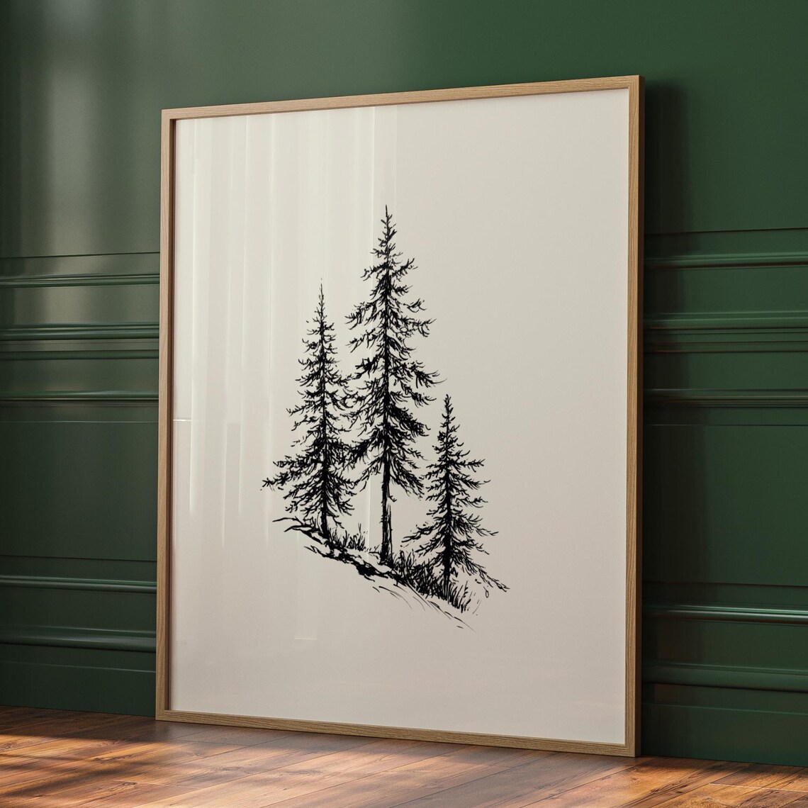 Tree Wall Art Print, Minimalist Rustic Lodge Decor