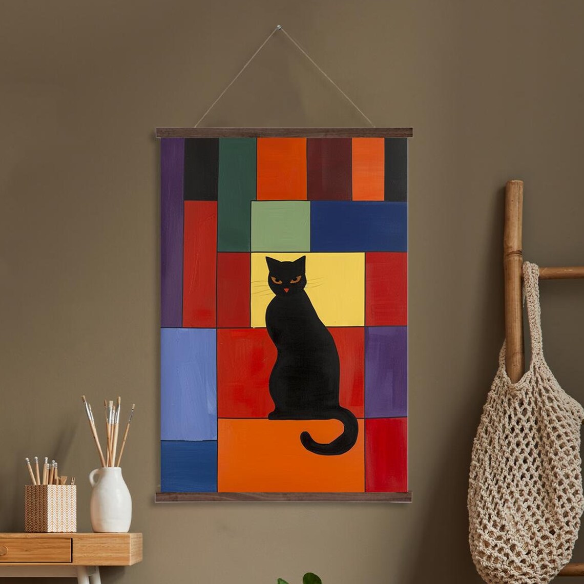 Bold Geometric Cat Modern Abstract Feline Art