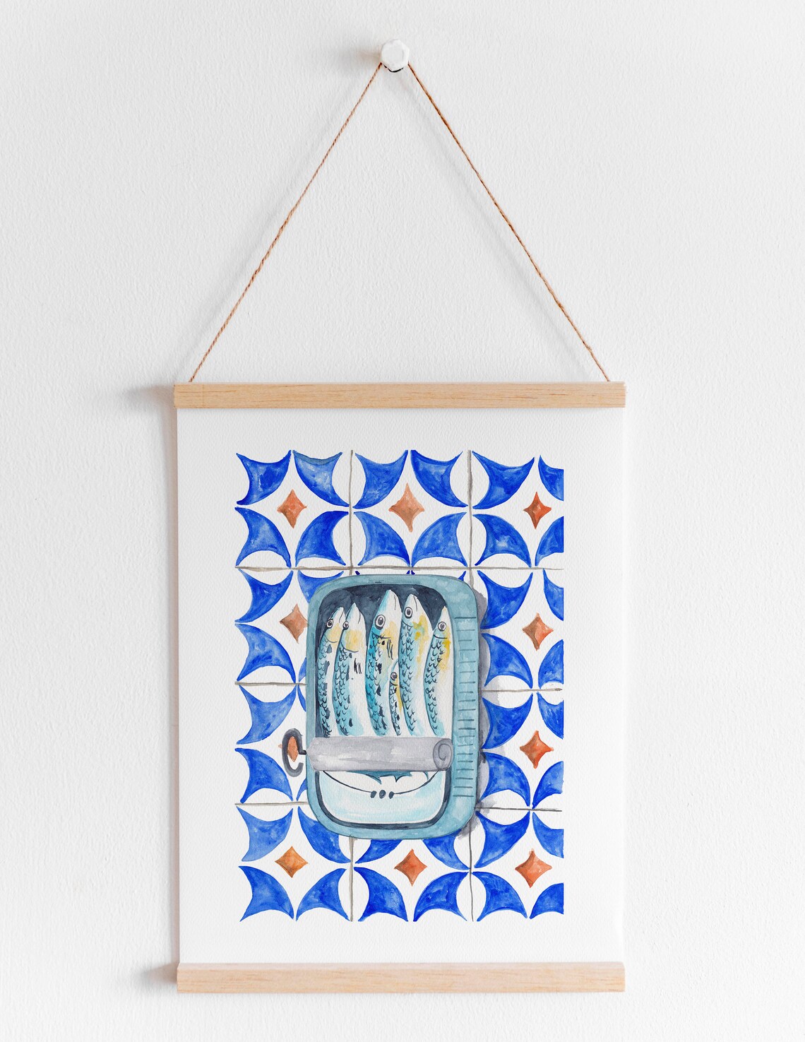 Sardines Portuguese Tile Art, Vintage Kitchen Poster - Image 3