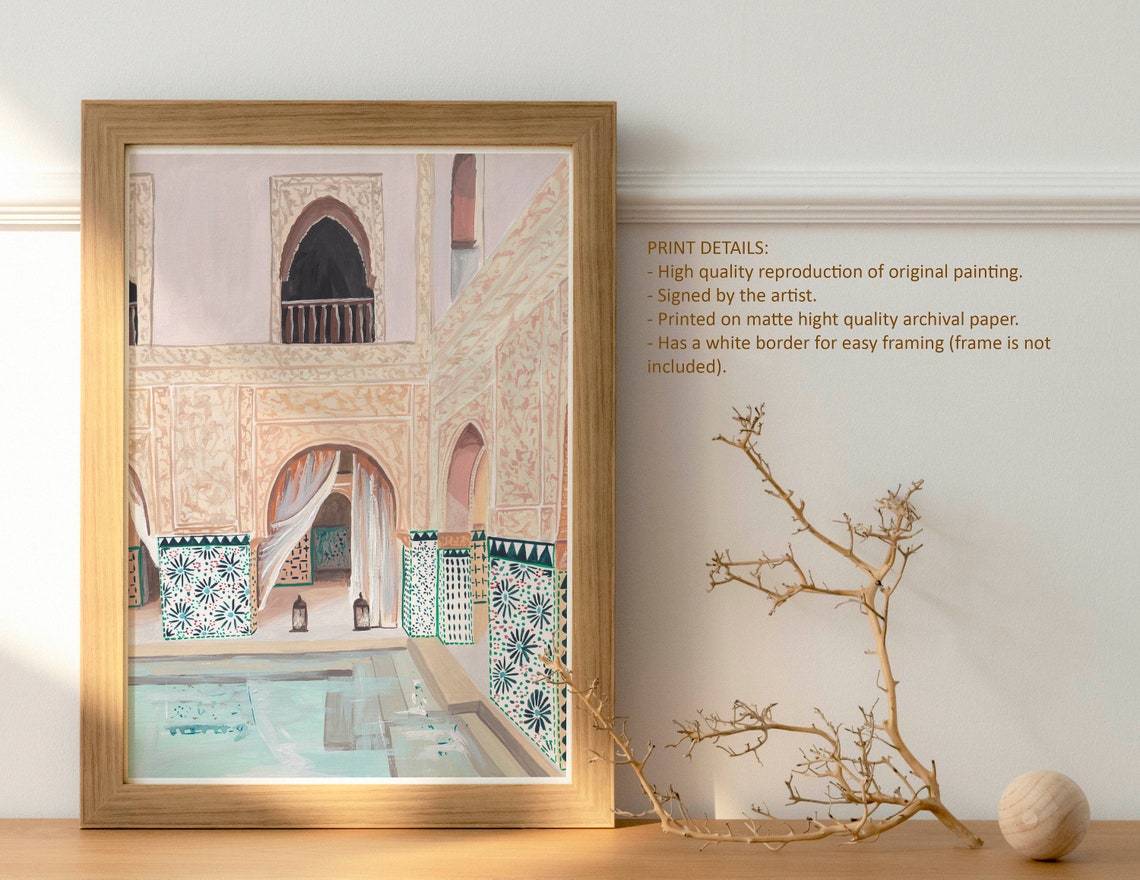 Marrakech Art Print Morocco Poster Moroccan Art Print Arabic Wall Art Morocco Architecture Boho Wall Decor Marrakesh Riad Art - Image 4