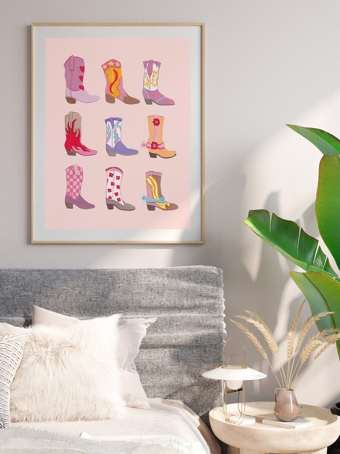 Cowboots Art Print Western Cowgirl Poster Pink Preppy Wall Art Pink Rodeo Poster Cowboy Boots Nashville Wall Art - Image 2