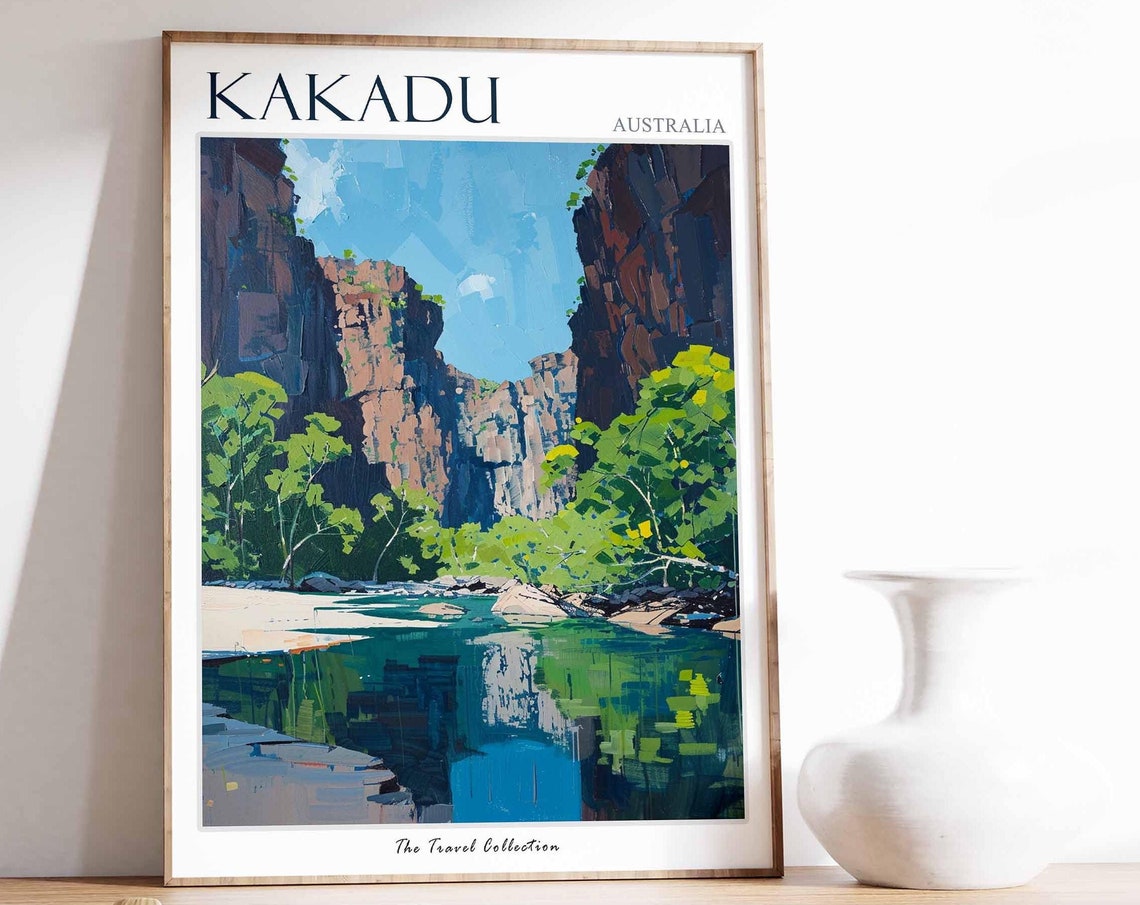 Kakadu Australia Red Cliffs Gorge Still Water Painting Poster