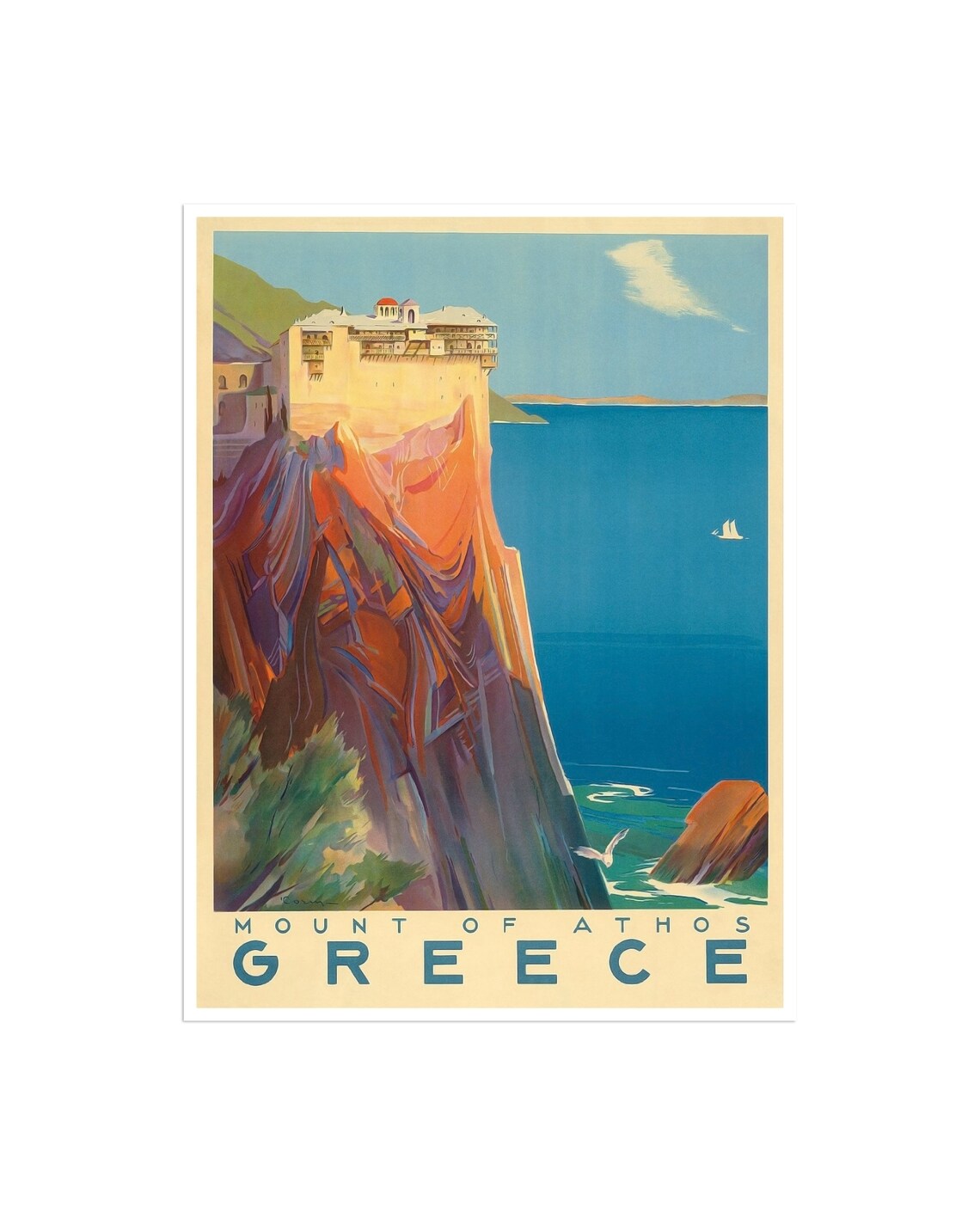 Greece Vintage Travel Poster, Greek Art Print