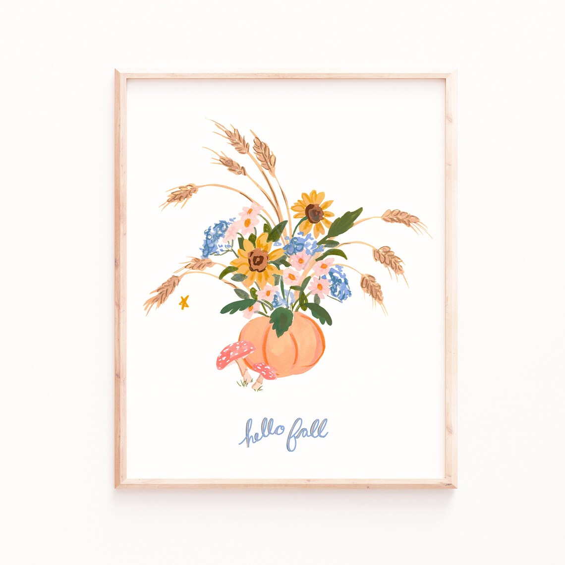Fall Floral Arrangement Art Print, Hello Fall