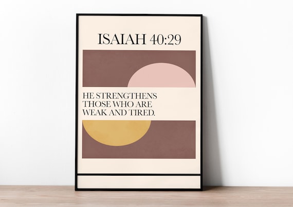 Isaiah 40:29 Bible Verse Warm Boho Geometric Christian Art Print