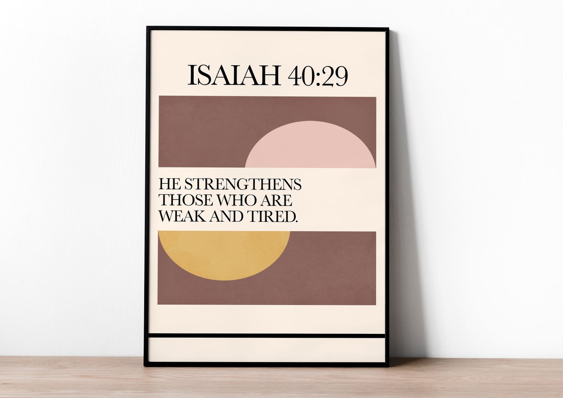 Isaiah 40:29 Bible Verse Warm Boho Geometric Christian Art Print