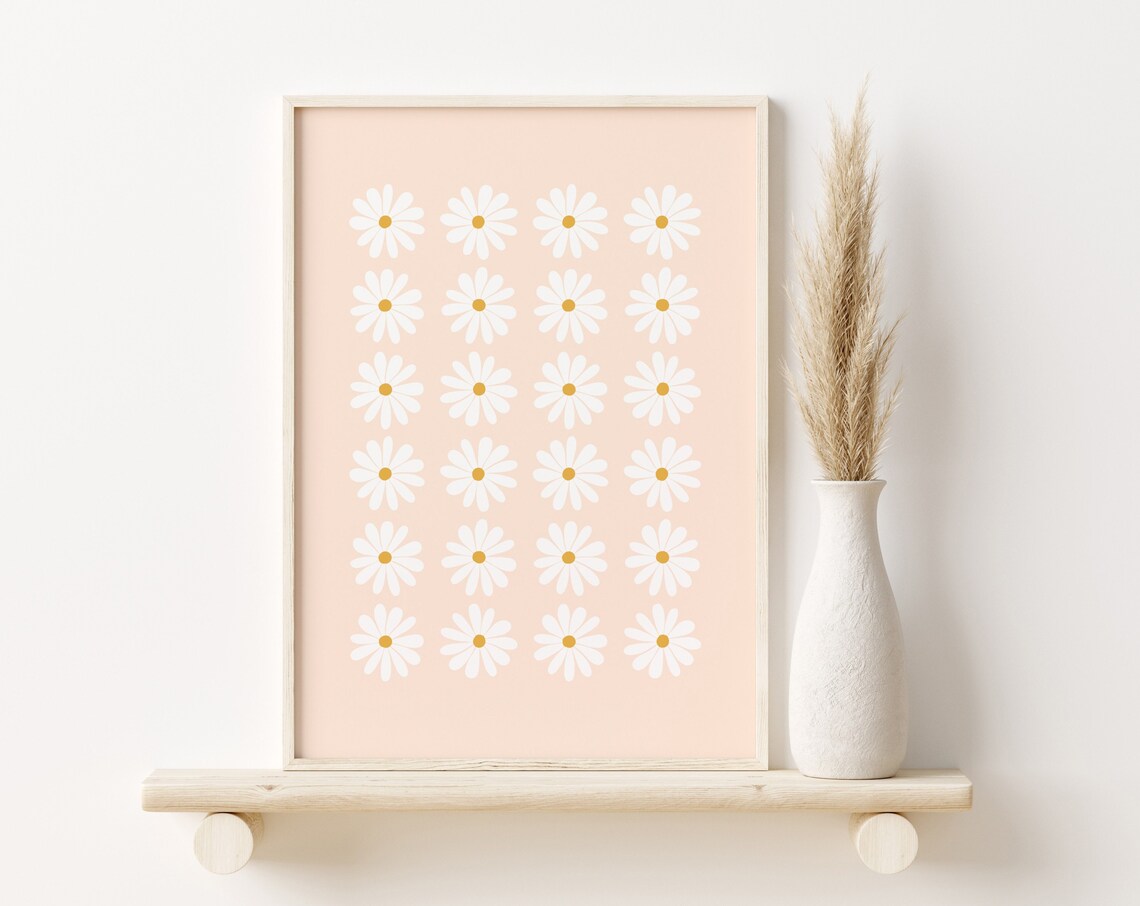 Daisy Print, Boho Floral Art Print for Nursery