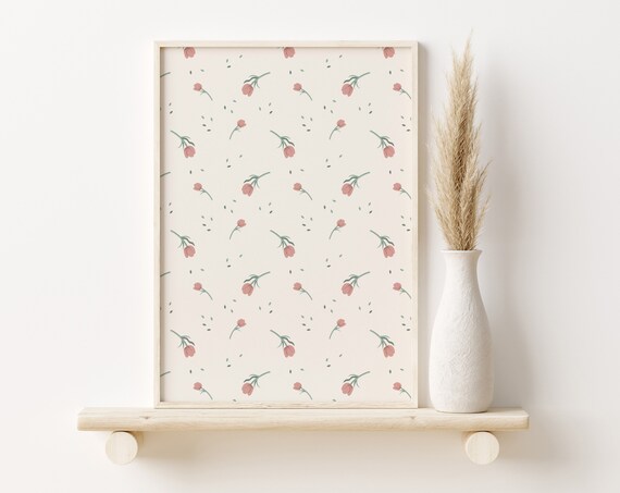Floral Print Flower Pattern Wall Art Girls Nursery Print Girls Room Wall Art Cute Flower Print Girls Room Decor Wall Art