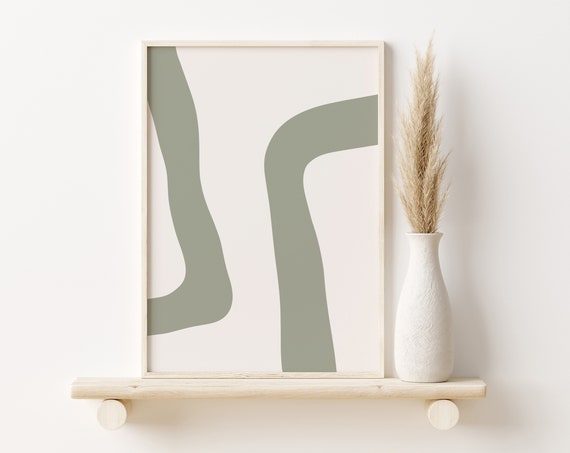 Sage Green Modern Abstract Print Organic Minimalist Wall Art Modern Art Print Sage Print Boho Print Art
