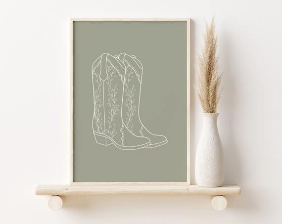 Cowboy Boots Print Western Art Print Cowboy Art Print Cowgirl Boots Print Trendy Wall Art Retro Western Wall Art Wall Art