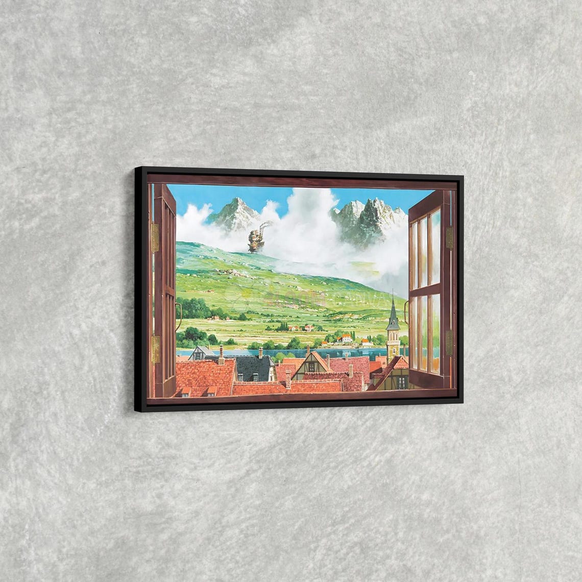 Howls Moving Castle Open Window View Studio Ghibli Anime Poster