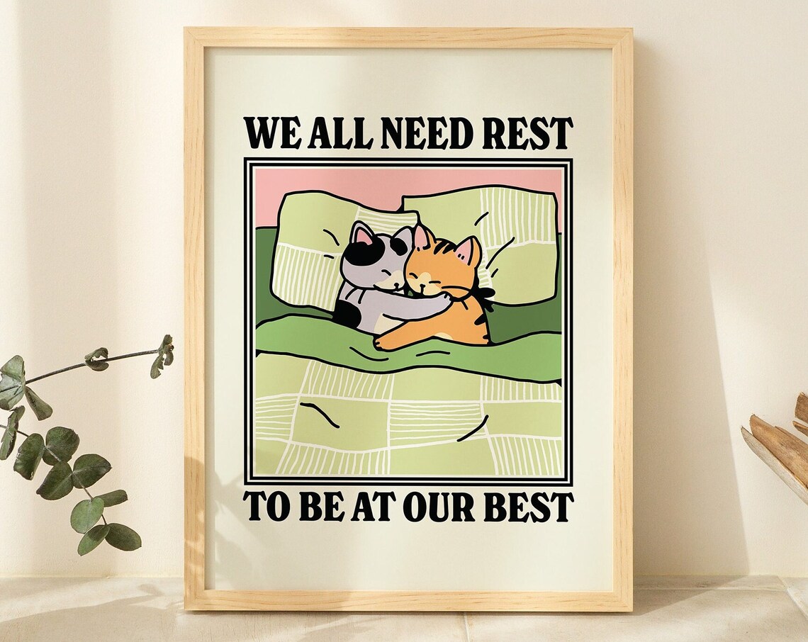 Retro Cat Positive Quote Poster Print, Vintage Style