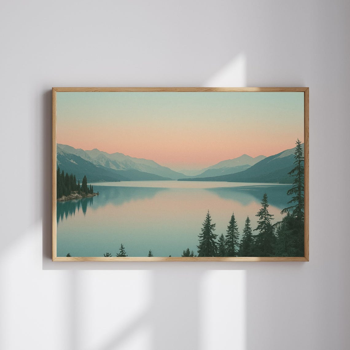 Mountain Lake Sunset Mirror Reflection Tranquil Nature Poster