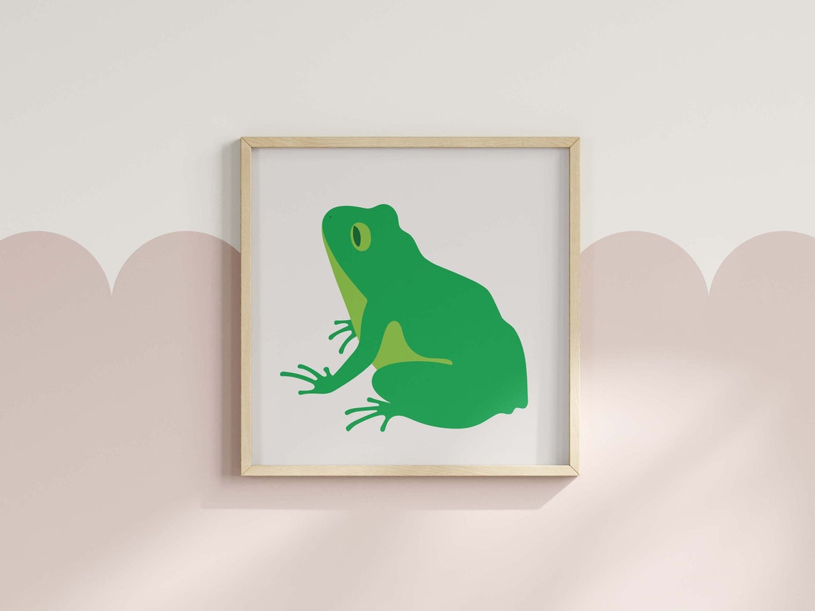 Green Frog Minimalist Mid Century Modern Nursery Room Art Poster - Image 2